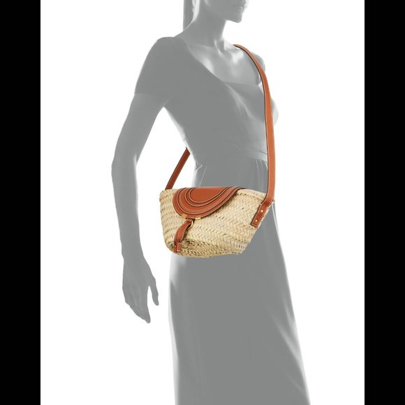 Chloe Woven Cream and Tan Crossbody Bag - Picture 4 of 9